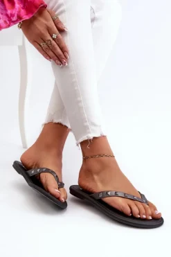 Klapki Damskie Japonki|Klapki Damskie Klasyczne></noscript>ZAXY Płaskie Elastyczne Klapki Japonki Damskie JJ285297 Szaro-Czarne Szary