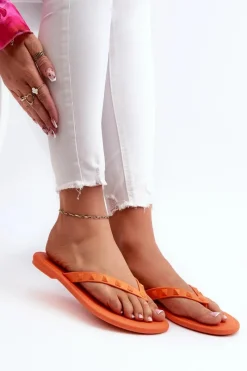 Clearance ZAXY Płaskie Elastyczne Klapki Japonki Damskie JJ285254 Pomarańczowe Pomarańczowy
