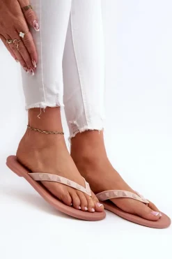 Online ZAXY Płaskie Elastyczne Klapki Japonki Damskie JJ285298 Różowe Różowy