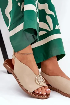 Sandały Płaskie><noscript><img width=