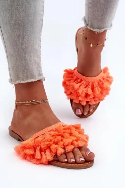 New Płaskie Klapki Damskie Z Frędzlami Pomarańczowe Rialle Damskie Klapki Damskie Klasyczne