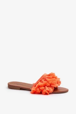 New Płaskie Klapki Damskie Z Frędzlami Pomarańczowe Rialle Damskie Klapki Damskie Klasyczne