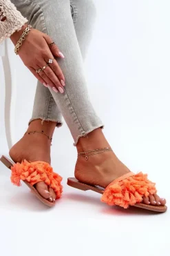 New Płaskie Klapki Damskie Z Frędzlami Pomarańczowe Rialle Damskie Klapki Damskie Klasyczne