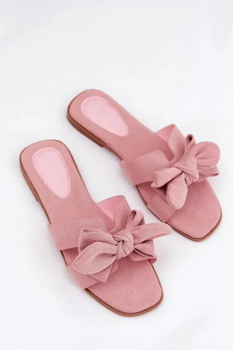 Klapki Damskie Klasyczne>Boto Płaskie Klapki Damskie Z Kokardką Różowe Tobin