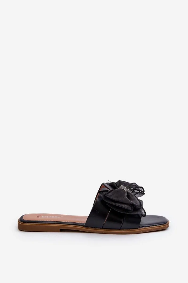 Klapki Damskie Klasyczne>Boto Płaskie Klapki Damskie Z Kokardą Czarne Balinda