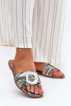 Klapki Damskie Klasyczne>Boto Płaskie Klapki Damskie Z Ozdobną Klamrą Multikolor Clariola Wielokolorowy