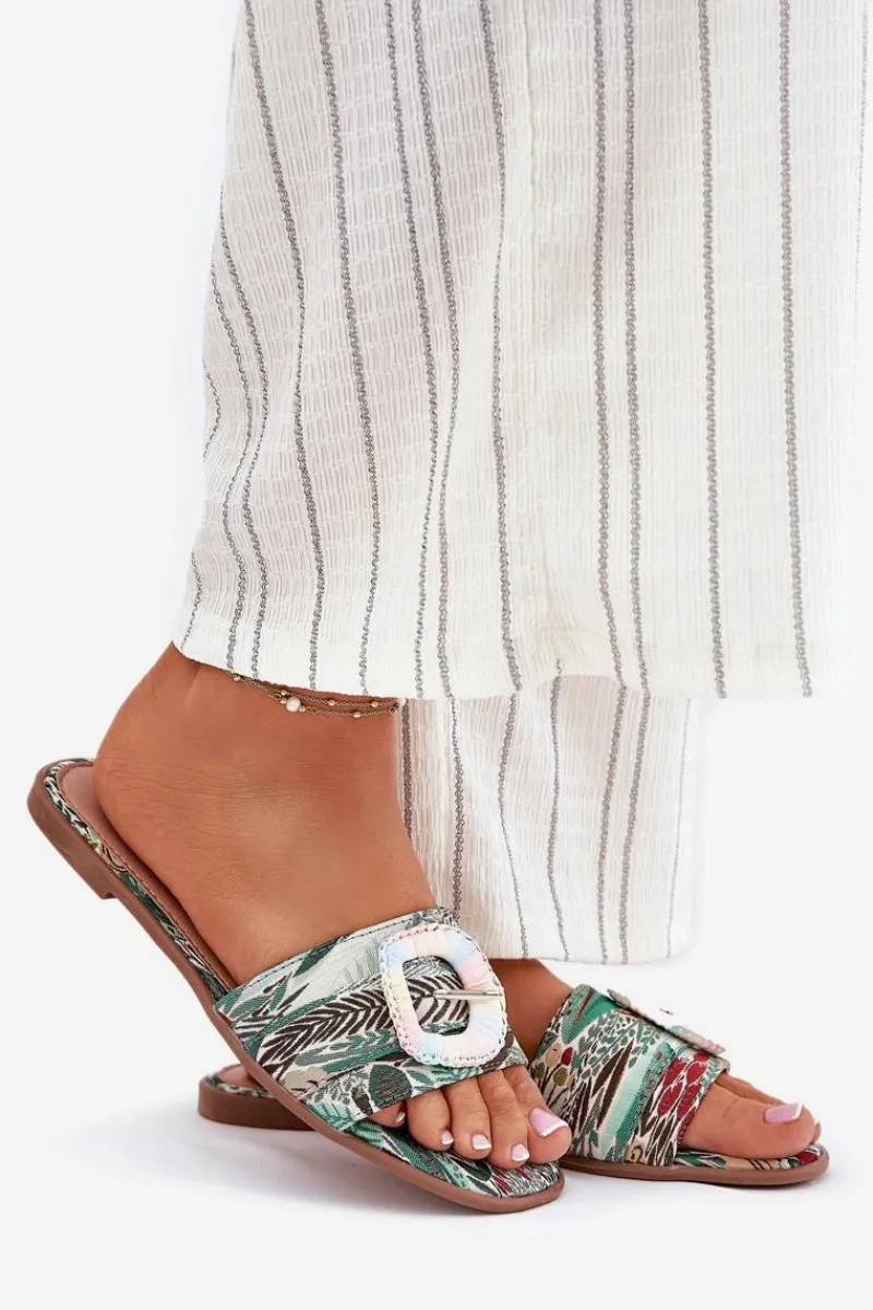 Klapki Damskie Klasyczne>Boto Płaskie Klapki Damskie Z Ozdobną Klamrą Multikolor Clariola Wielokolorowy