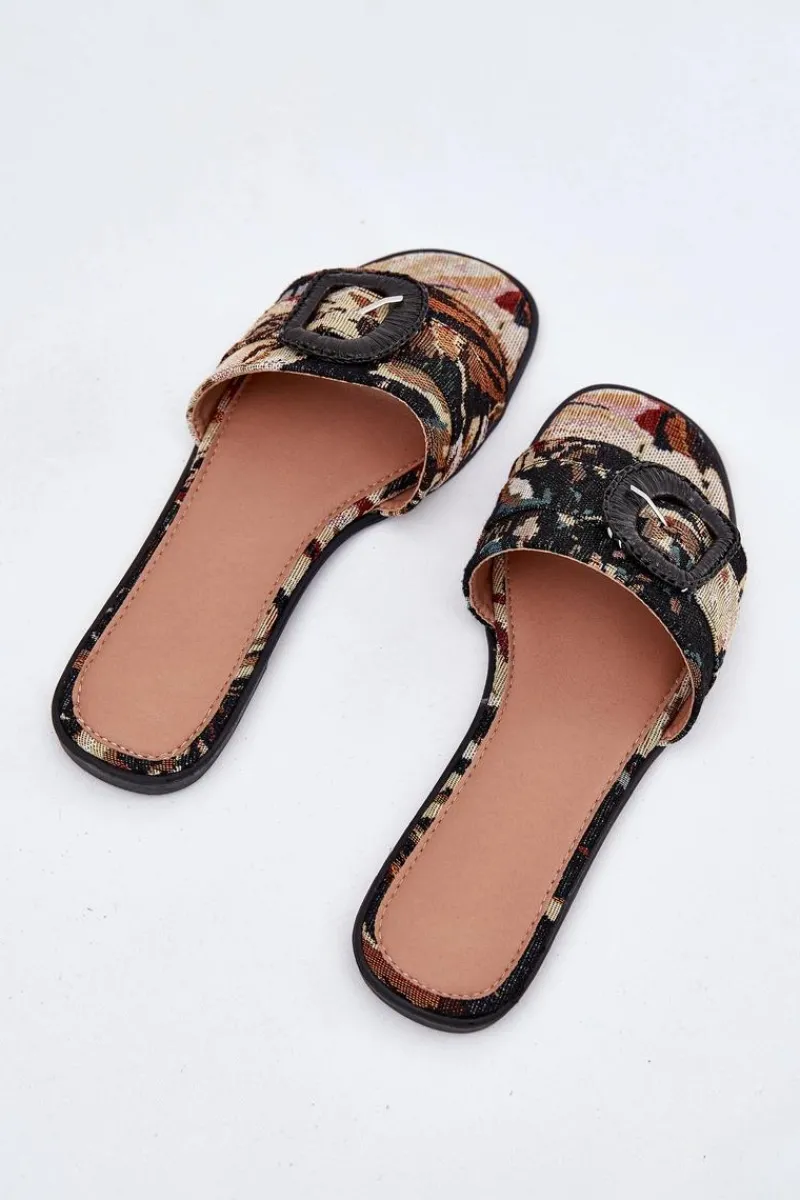 Sale Płaskie Klapki Damskie Z Ozdobną Klamrą Czarne Clariola Damskie Klapki Damskie Klasyczne