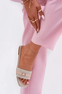 Discount Boto Płaskie Klapki Damskie Z Paskiem I Sprzączką Beżowe Zilina Beżowy