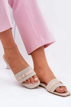 Discount Boto Płaskie Klapki Damskie Z Paskiem I Sprzączką Beżowe Zilina Beżowy