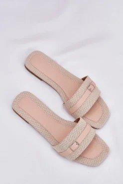 Discount Boto Płaskie Klapki Damskie Z Paskiem I Sprzączką Beżowe Zilina Beżowy
