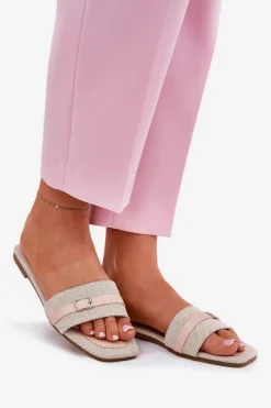 Discount Boto Płaskie Klapki Damskie Z Paskiem I Sprzączką Beżowe Zilina Beżowy