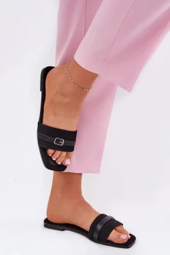 Online Płaskie Klapki Damskie Z Paskiem I Sprzączką Czarne Zilina Damskie Klapki Damskie Klasyczne