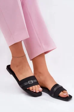 Online Płaskie Klapki Damskie Z Paskiem I Sprzączką Czarne Zilina Damskie Klapki Damskie Klasyczne
