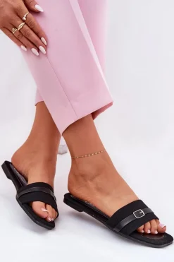 Online Płaskie Klapki Damskie Z Paskiem I Sprzączką Czarne Zilina Damskie Klapki Damskie Klasyczne