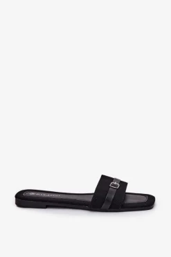 Online Płaskie Klapki Damskie Z Paskiem I Sprzączką Czarne Zilina Damskie Klapki Damskie Klasyczne