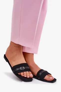 Online Płaskie Klapki Damskie Z Paskiem I Sprzączką Czarne Zilina Damskie Klapki Damskie Klasyczne