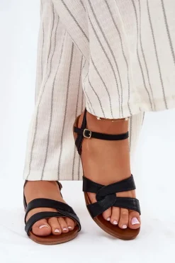 Sandały Płaskie><noscript><img width=