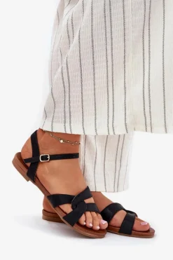 Sandały Płaskie><noscript><img width=