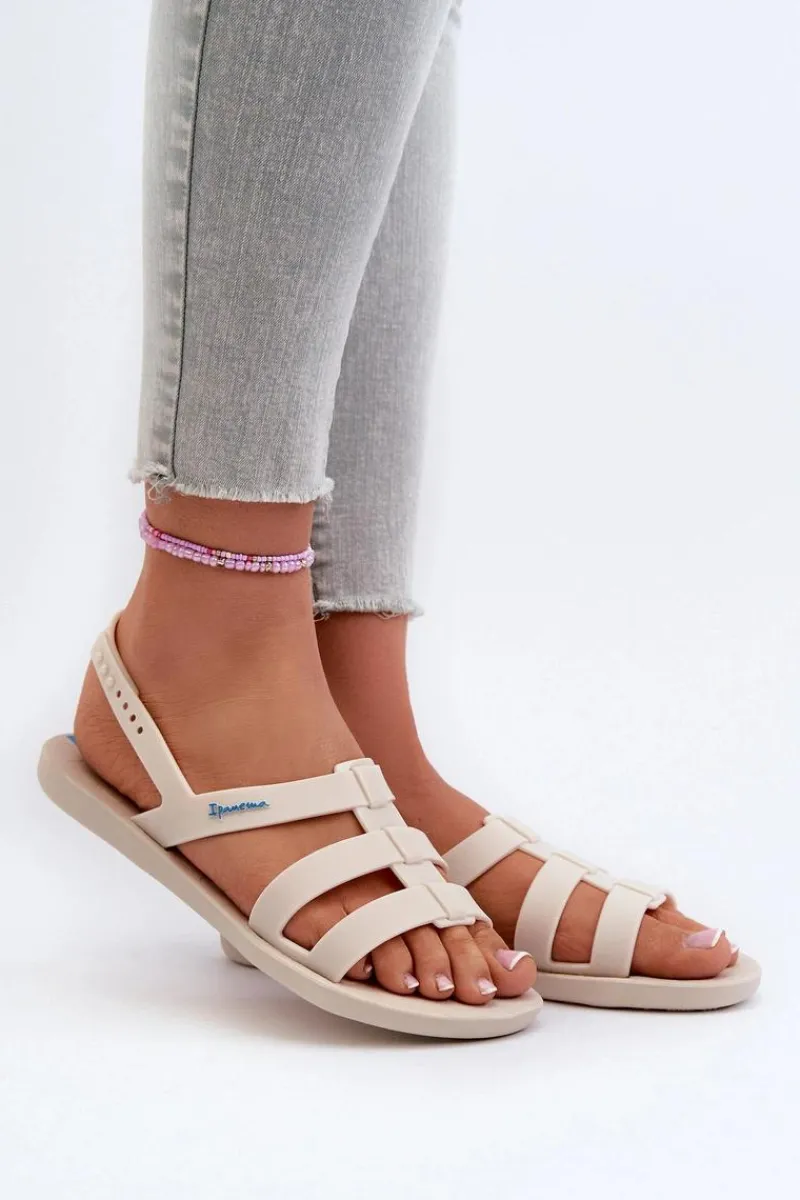 Sandały Gumowe|Sandały Płaskie>Ipanema Płaskie Sandały Damskie 83516 Style Sandal Fem Beżowe