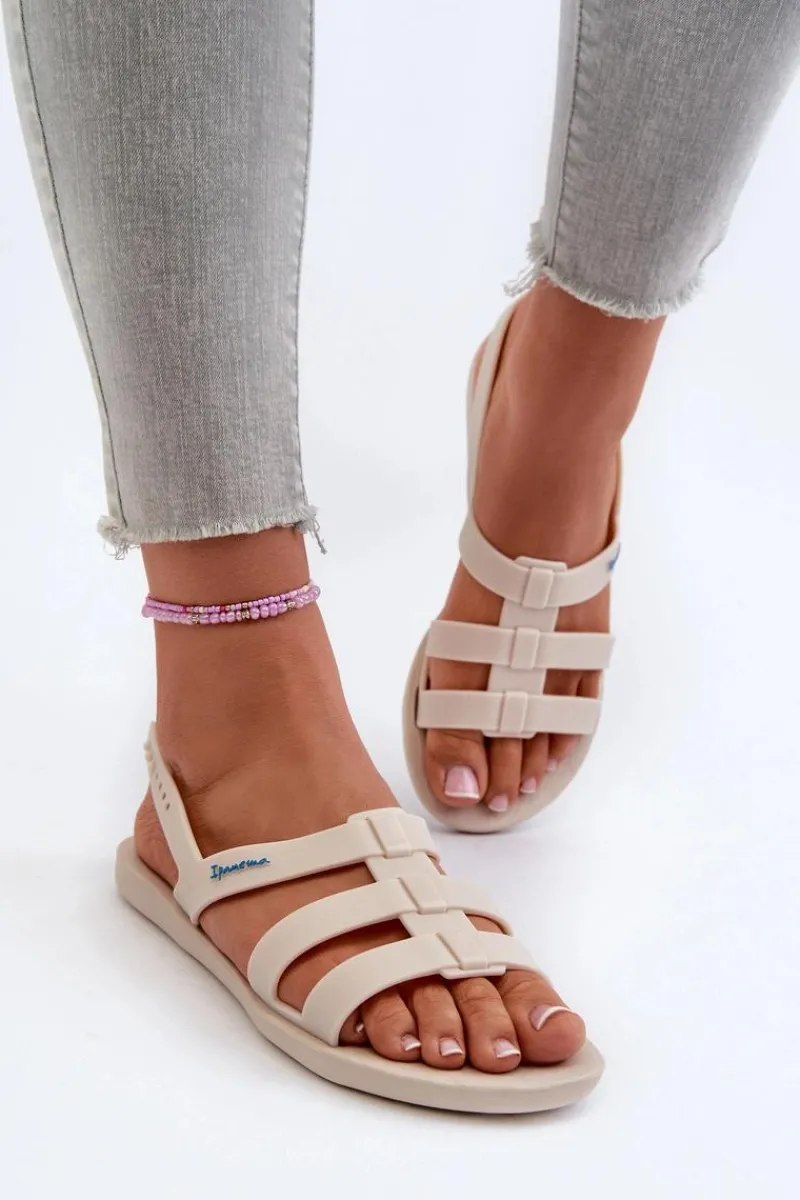 Sandały Gumowe|Sandały Płaskie>Ipanema Płaskie Sandały Damskie 83516 Style Sandal Fem Beżowe