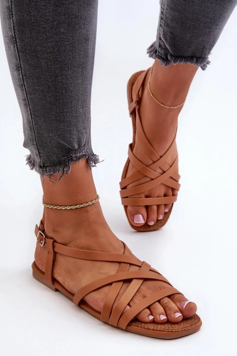 Hot Big Star Shoes Płaskie Sandały Damskie Big Star NN274013 Camel