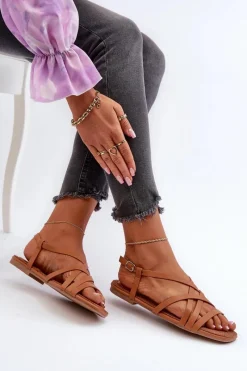 Hot Big Star Shoes Płaskie Sandały Damskie Big Star NN274013 Camel