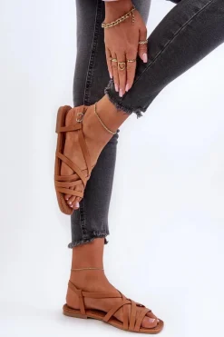 Hot Big Star Shoes Płaskie Sandały Damskie Big Star NN274013 Camel