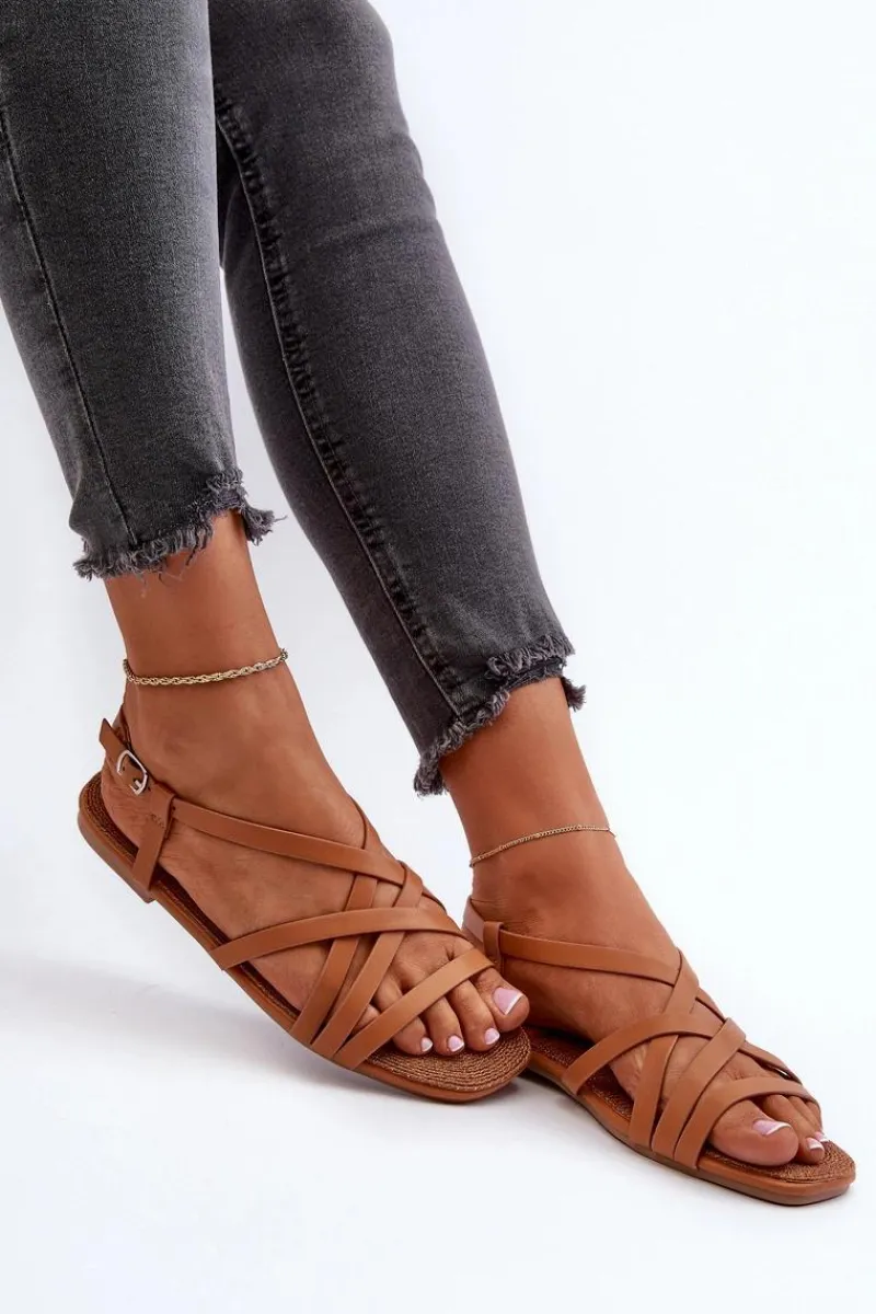 Hot Big Star Shoes Płaskie Sandały Damskie Big Star NN274013 Camel