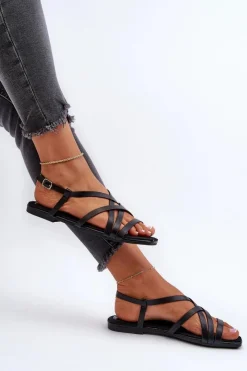 Discount Płaskie Sandały Damskie Big Star NN274011 Czarne Damskie Sandały Big Star|Sandały Płaskie