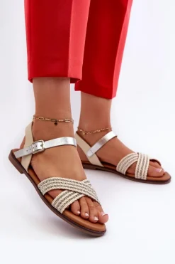 Sandały Płaskie>Damskie buty S.Barski Płaskie Sandały Damskie S.Barski MY923 Beżowe Beżowy