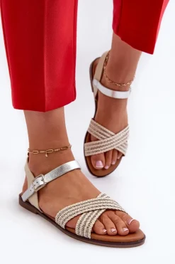 Sandały Płaskie><noscript><img width=