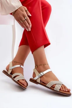 Sandały Płaskie><noscript><img width=