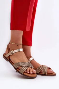 Sandały Płaskie><noscript><img width=