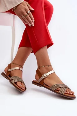 Sandały Płaskie><noscript><img width=