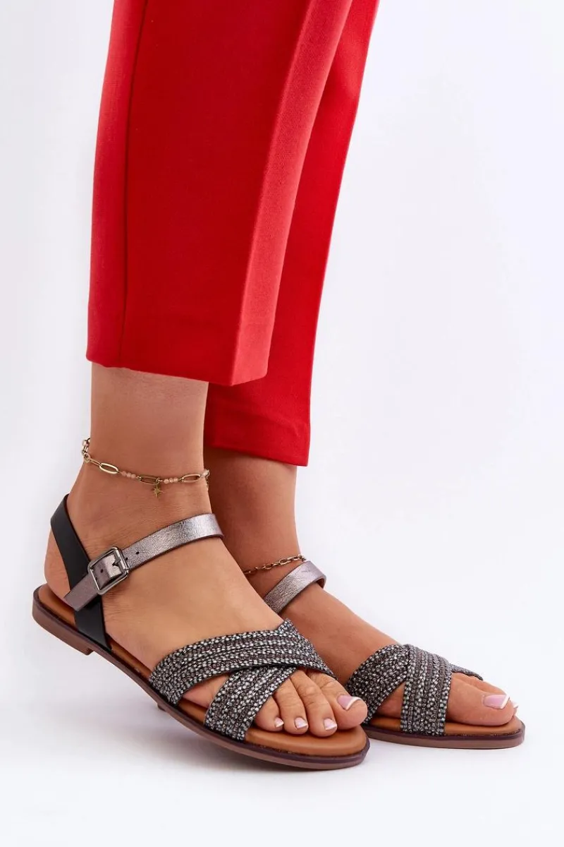 Outlet Damskie buty S.Barski Płaskie Sandały Damskie S.Barski MY923 Czarne Czarny