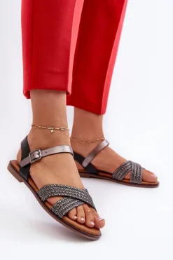 Outlet Damskie buty S.Barski Płaskie Sandały Damskie S.Barski MY923 Czarne Czarny