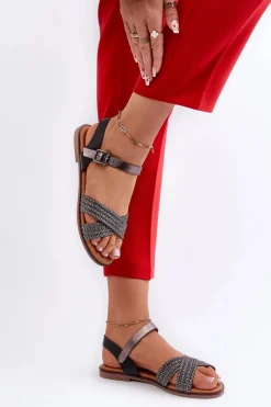 Outlet Damskie buty S.Barski Płaskie Sandały Damskie S.Barski MY923 Czarne Czarny