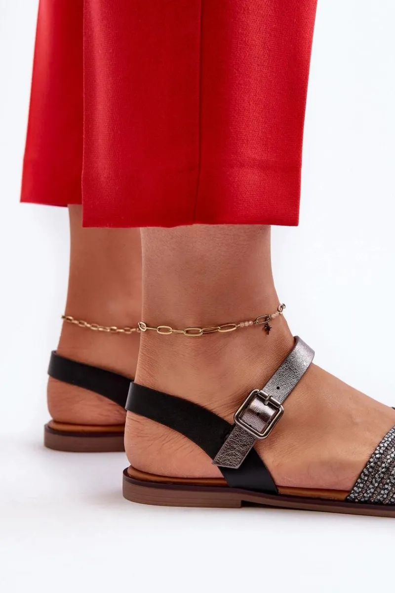 Outlet Damskie buty S.Barski Płaskie Sandały Damskie S.Barski MY923 Czarne Czarny