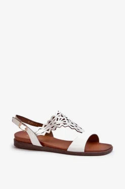 Buty Sergio Leone Płaskie Sandały Damskie Sergio Leone SK070H Białe