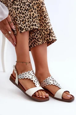 Buty Sergio Leone Płaskie Sandały Damskie Sergio Leone SK070H Białe