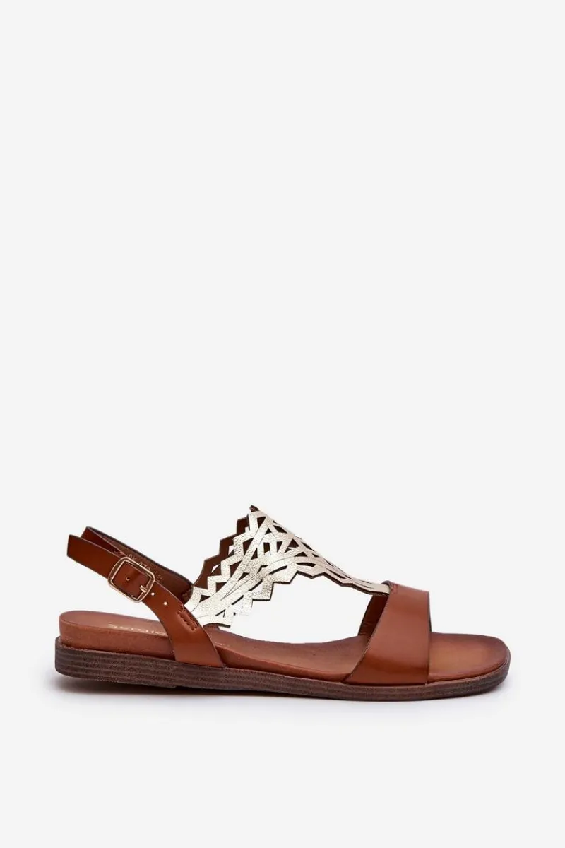 Outlet Buty Sergio Leone Płaskie Sandały Damskie Sergio Leone SK070H Brązowe