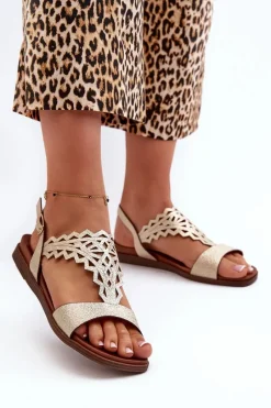 Sandały Płaskie>Buty Sergio Leone Płaskie Sandały Damskie Sergio Leone SK070H Złote