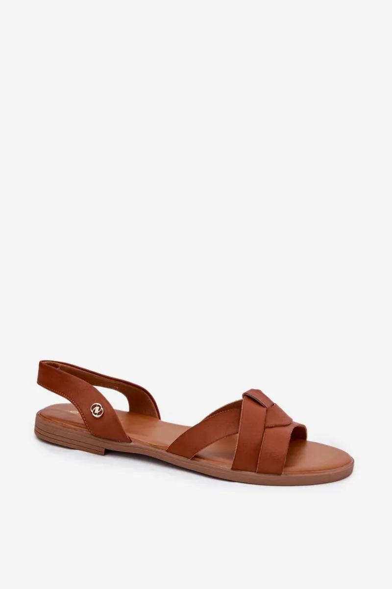 Hot Evento Płaskie Sandały Damskie Z Eko Skóry Camel Illoria Brązowy