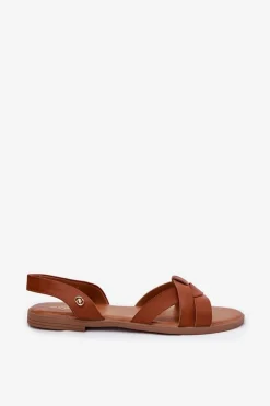 Hot Evento Płaskie Sandały Damskie Z Eko Skóry Camel Illoria Brązowy