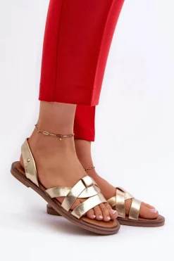Sandały Płaskie></noscript>Buty damskie Vinceza Płaskie Sandały Damskie Z Eko Skóry Vinceza 17347 Złote