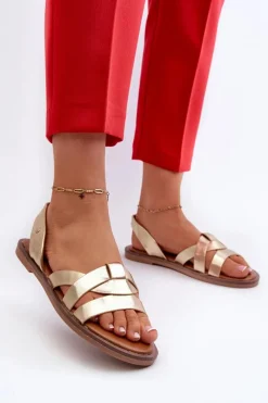 Sandały Płaskie></noscript>Buty damskie Vinceza Płaskie Sandały Damskie Z Eko Skóry Vinceza 17347 Złote