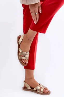 Sandały Płaskie></noscript>Buty damskie Vinceza Płaskie Sandały Damskie Z Eko Skóry Vinceza 17347 Złote