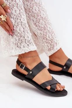 Sandały Płaskie><noscript><img width=