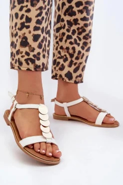 Sandały Płaskie>Boto Płaskie Sandały Damskie Z Eko Skóry Białe Jeritellia